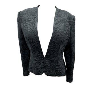 VALENTINO Designer Classic Black Textured Jacquard Blazer Jacket 14